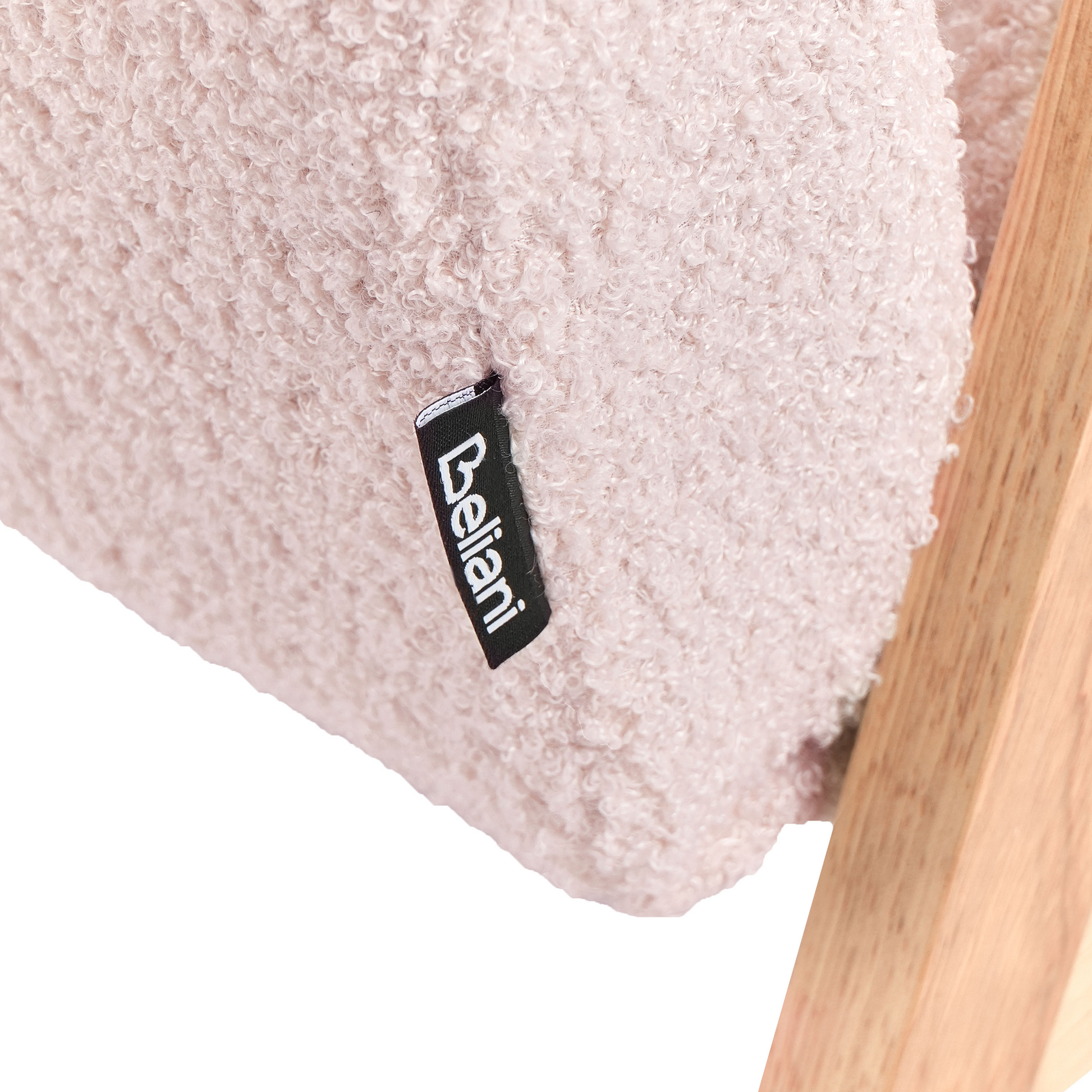 Poltrona per bambini con gambe in legno Rosa pastello cemeretta