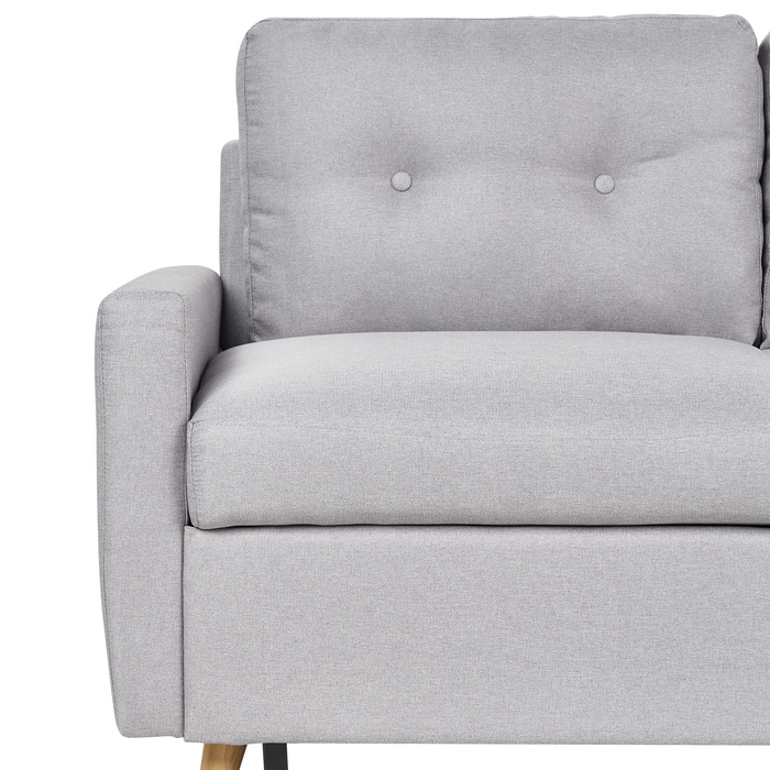 Divano letto angolare in tessuto grigio chiaro 4 posti contenitore a forma di L Orientamento a versione sinistra