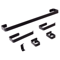 Set di 6 accessori da bagno in alluminio e vetro finitura opaca nera