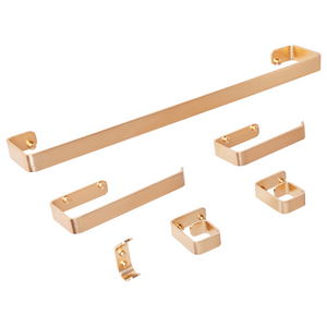 Set di 6 accessori da bagno in alluminio e vetro finitura opaca oro