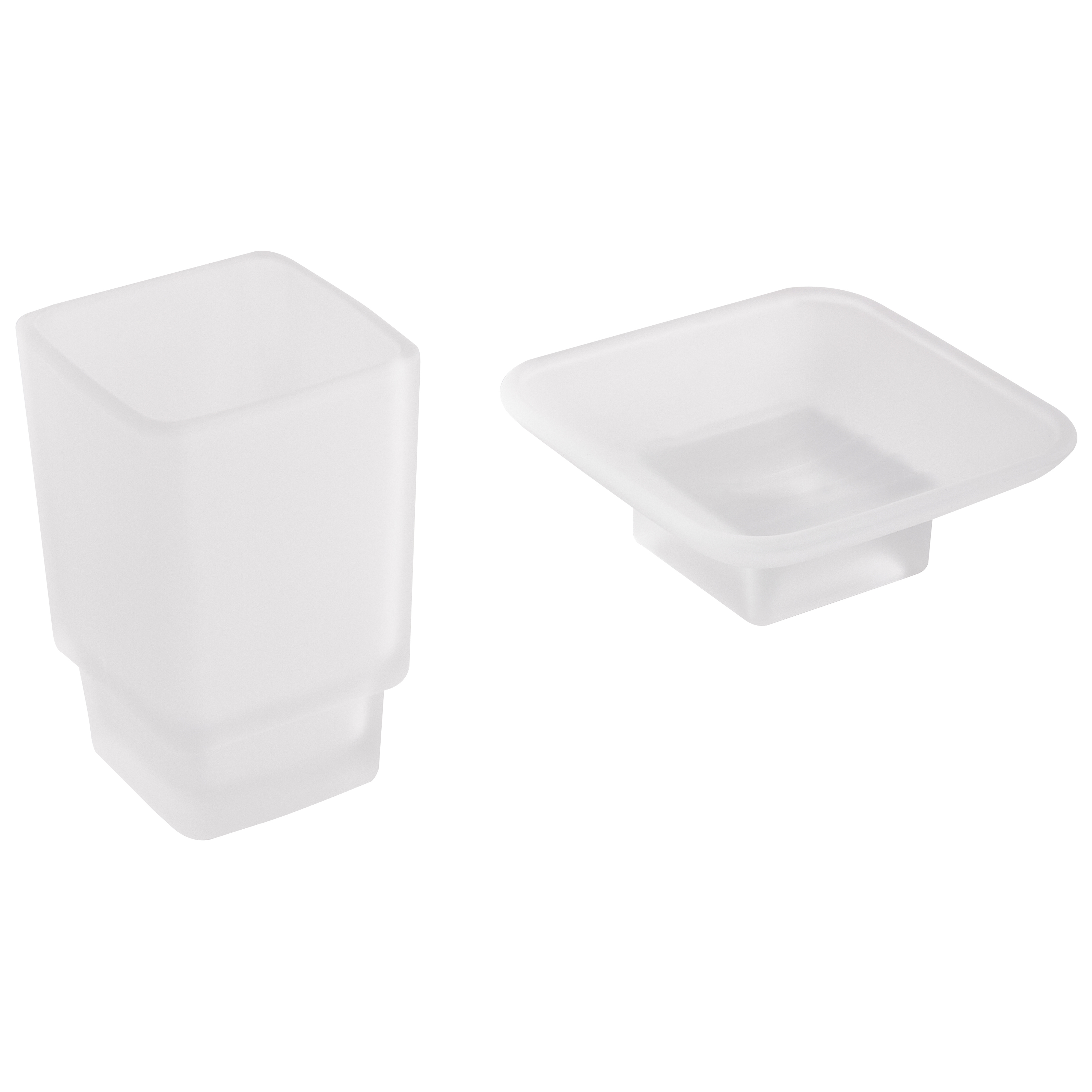 Set di 6 accessori da bagno in alluminio e vetro finitura opaca oro