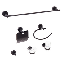 Set di 6 accessori da bagno in alluminio nero opaco con bicchiere e portasapone inclusi Accessori da bagno moderni