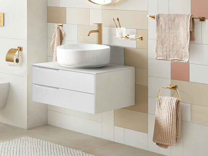 Set di 6 accessori da bagno in alluminio oro con bicchiere e portasapone Accessori da bagno in stile moderno
