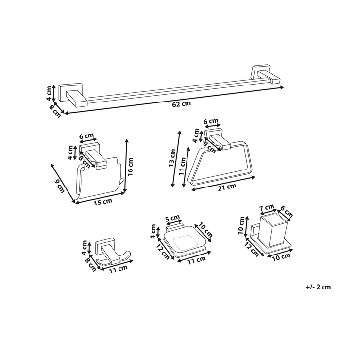 Set di 6 accessori da bagno in alluminio oro con bicchiere e portasapone Accessori da bagno in stile moderno