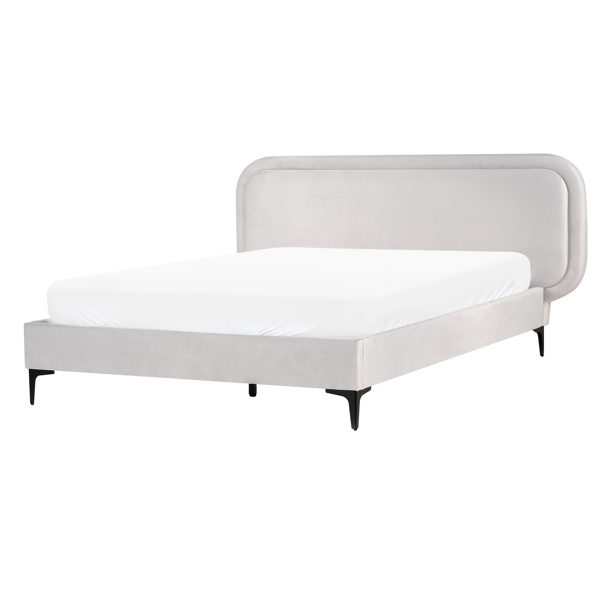 Letto matrimoniale EU Grigio Chiaro Velluto 140 x 200 cm Imbottito Telaio Poggiatesta