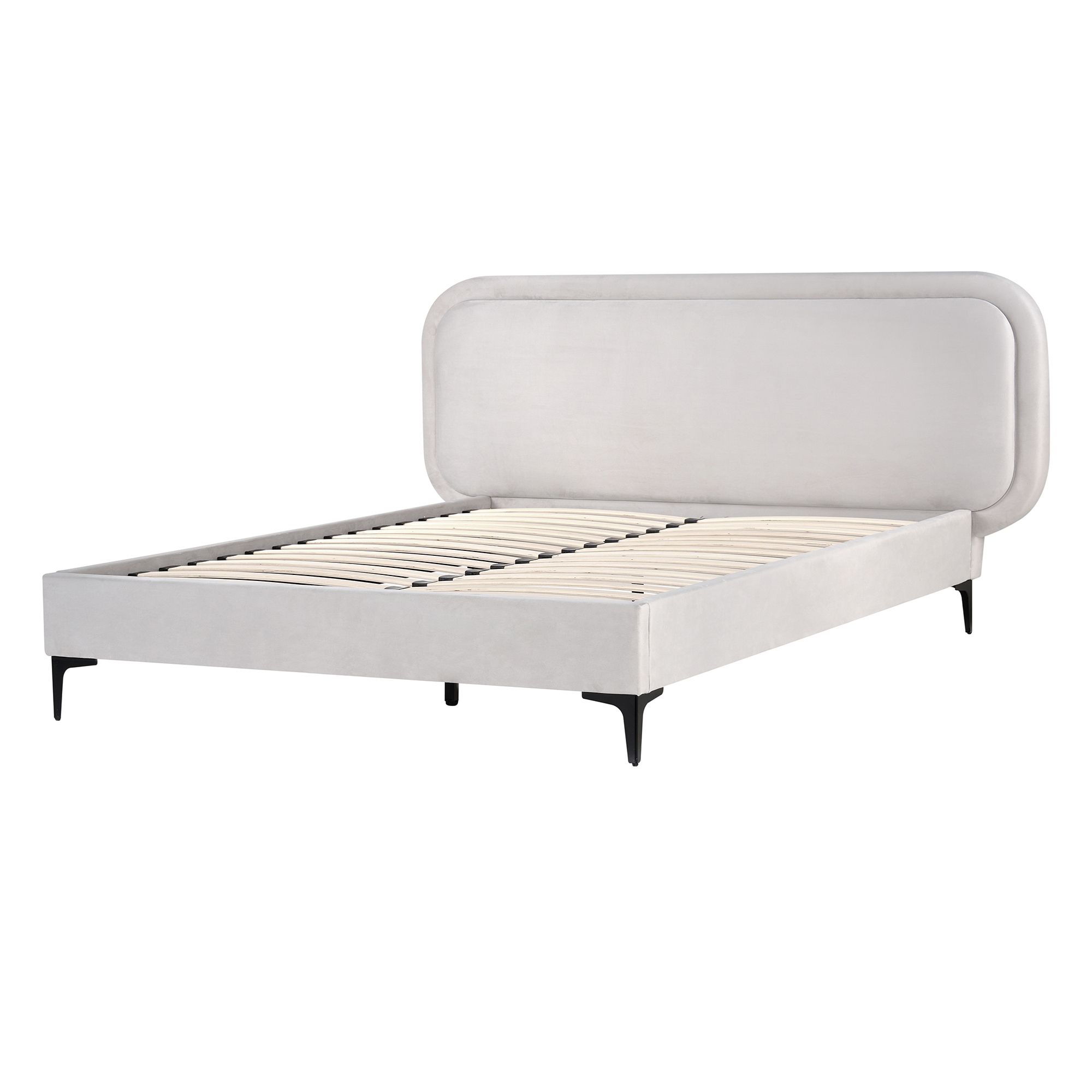 Letto matrimoniale EU Grigio Chiaro Velluto 140 x 200 cm Imbottito Telaio Poggiatesta