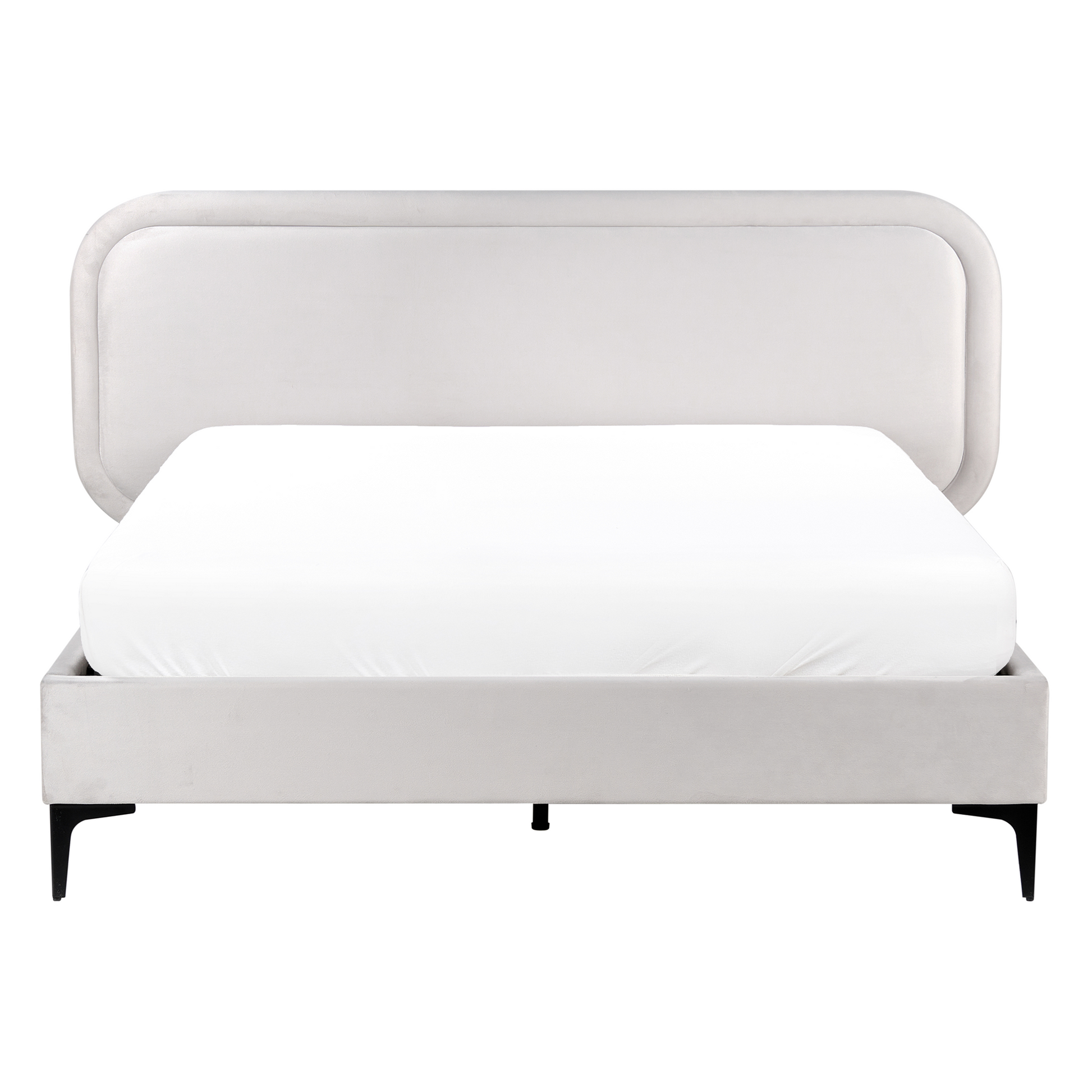 Letto matrimoniale EU Grigio Chiaro Velluto 140 x 200 cm Imbottito Telaio Poggiatesta
