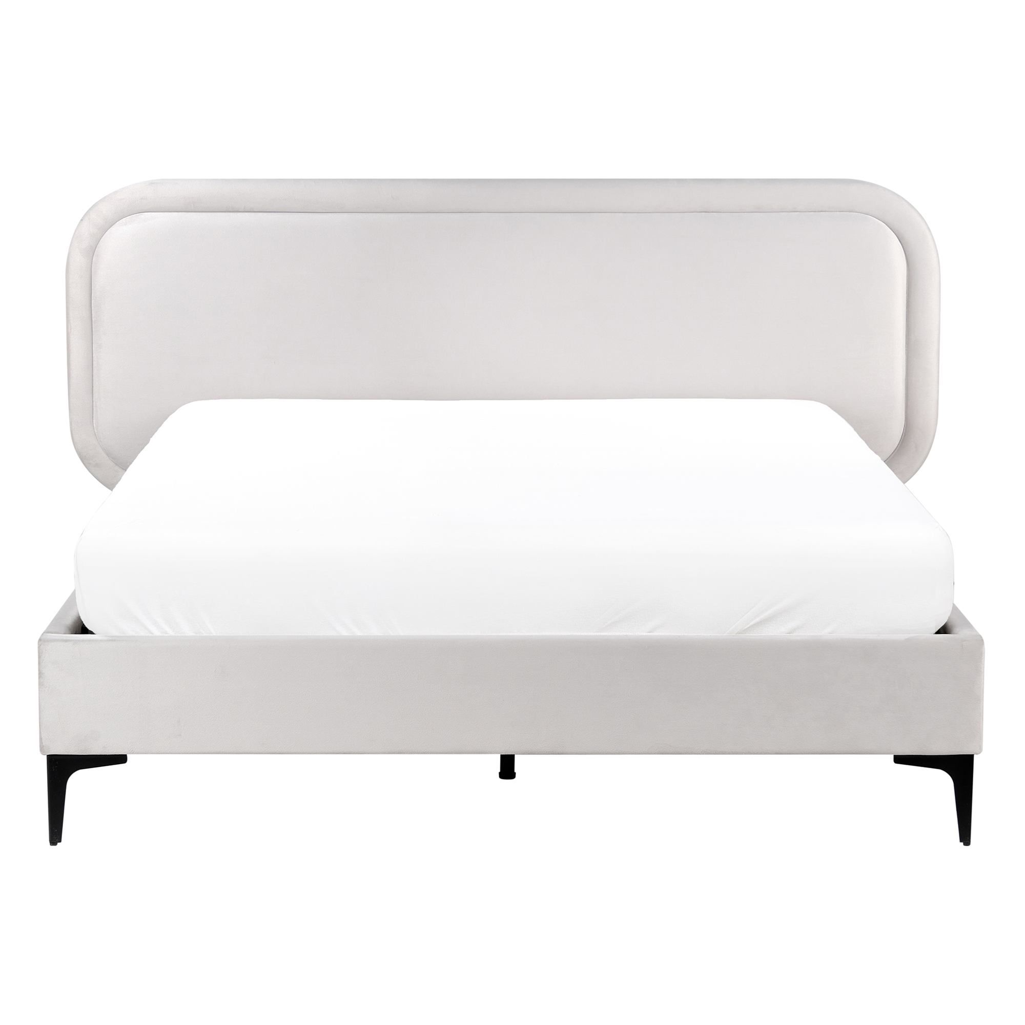 Letto matrimoniale EU Grigio Chiaro Velluto 140 x 200 cm Imbottito Telaio Poggiatesta
