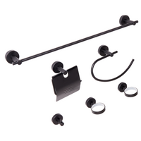 Set di 6 accessori da bagno in alluminio nero opaco con bicchiere e portasapone inclusi Accessori da bagno moderni