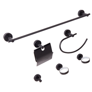 Set di 6 accessori da bagno in alluminio nero opaco con bicchiere e portasapone inclusi Accessori da bagno moderni