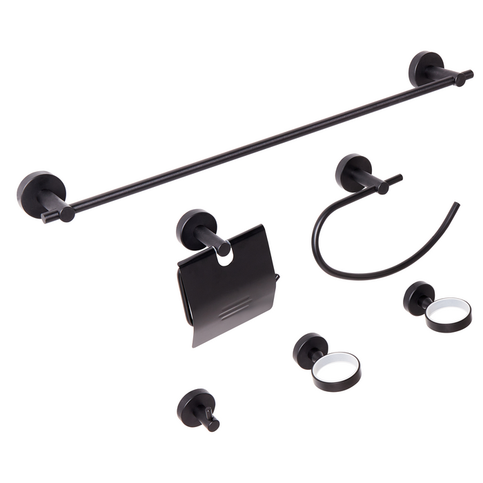 Set di 6 accessori da bagno in alluminio nero opaco con bicchiere e portasapone inclusi Accessori da bagno moderni