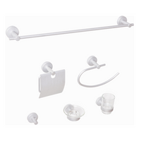 Set di 6 accessori da bagno in alluminio argento opaco con bicchiere e portasapone inclusi Accessori da bagno moderni