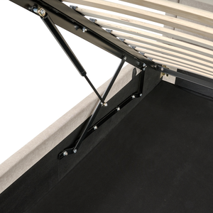 Letto matrimoniale EU Beige Tessuto 140 x 200 cm Struttura imbottita con contenitore