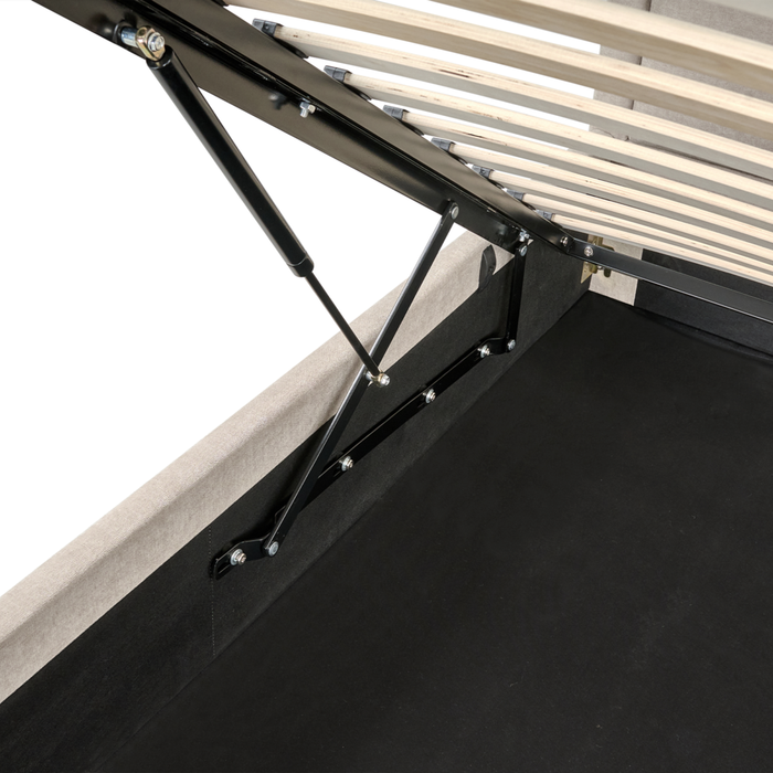 Letto matrimoniale EU Beige Tessuto 140 x 200 cm Struttura imbottita con contenitore