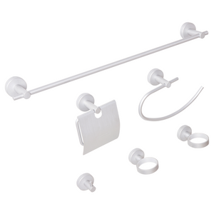 Set di 6 accessori da bagno in alluminio argento opaco con bicchiere e portasapone inclusi Accessori da bagno moderni