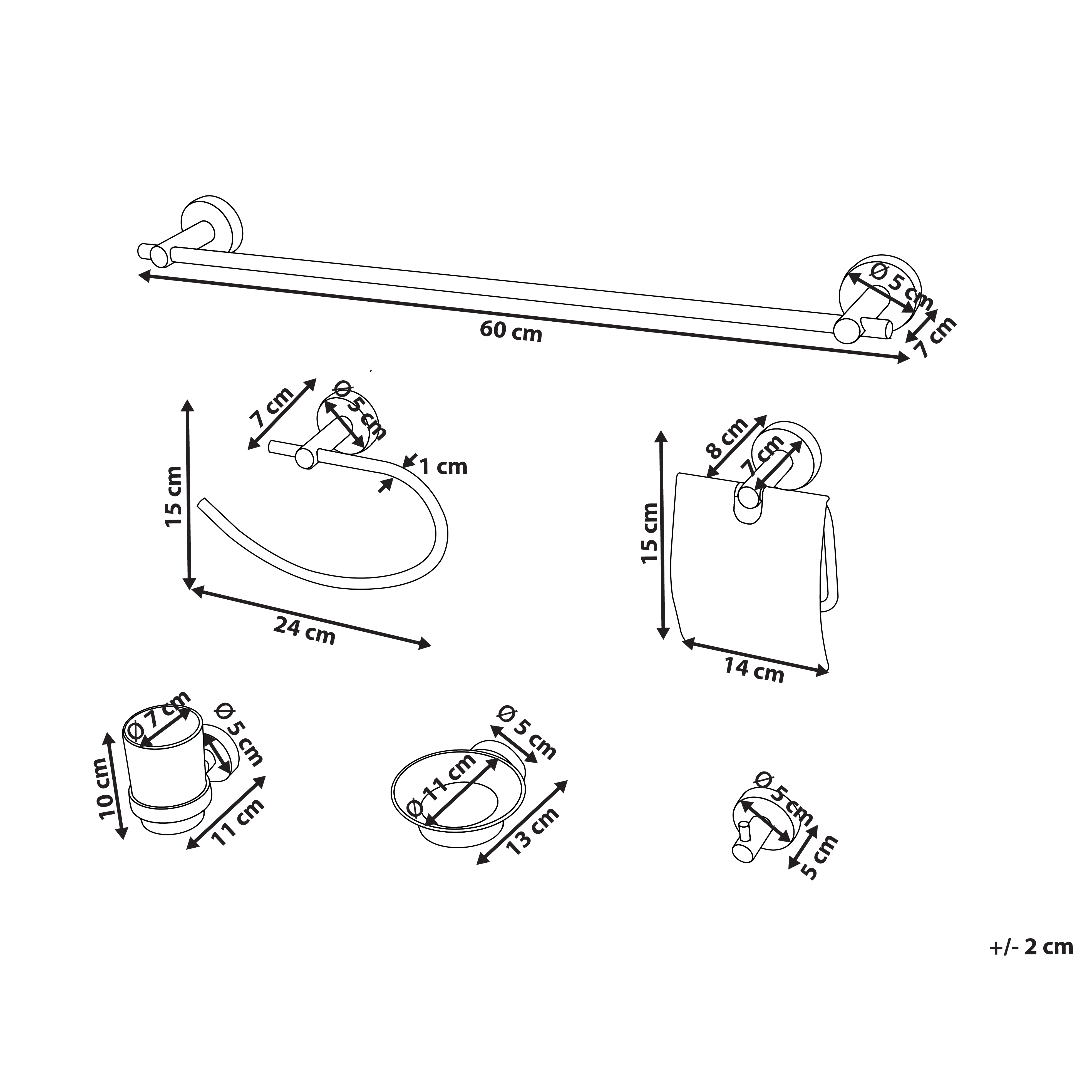 Set di 6 accessori da bagno in alluminio argento opaco con bicchiere e portasapone inclusi Accessori da bagno moderni
