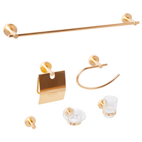 Set di 6 accessori da bagno in alluminio oro opaco con bicchiere e portasapone inclusi Accessori da bagno moderni