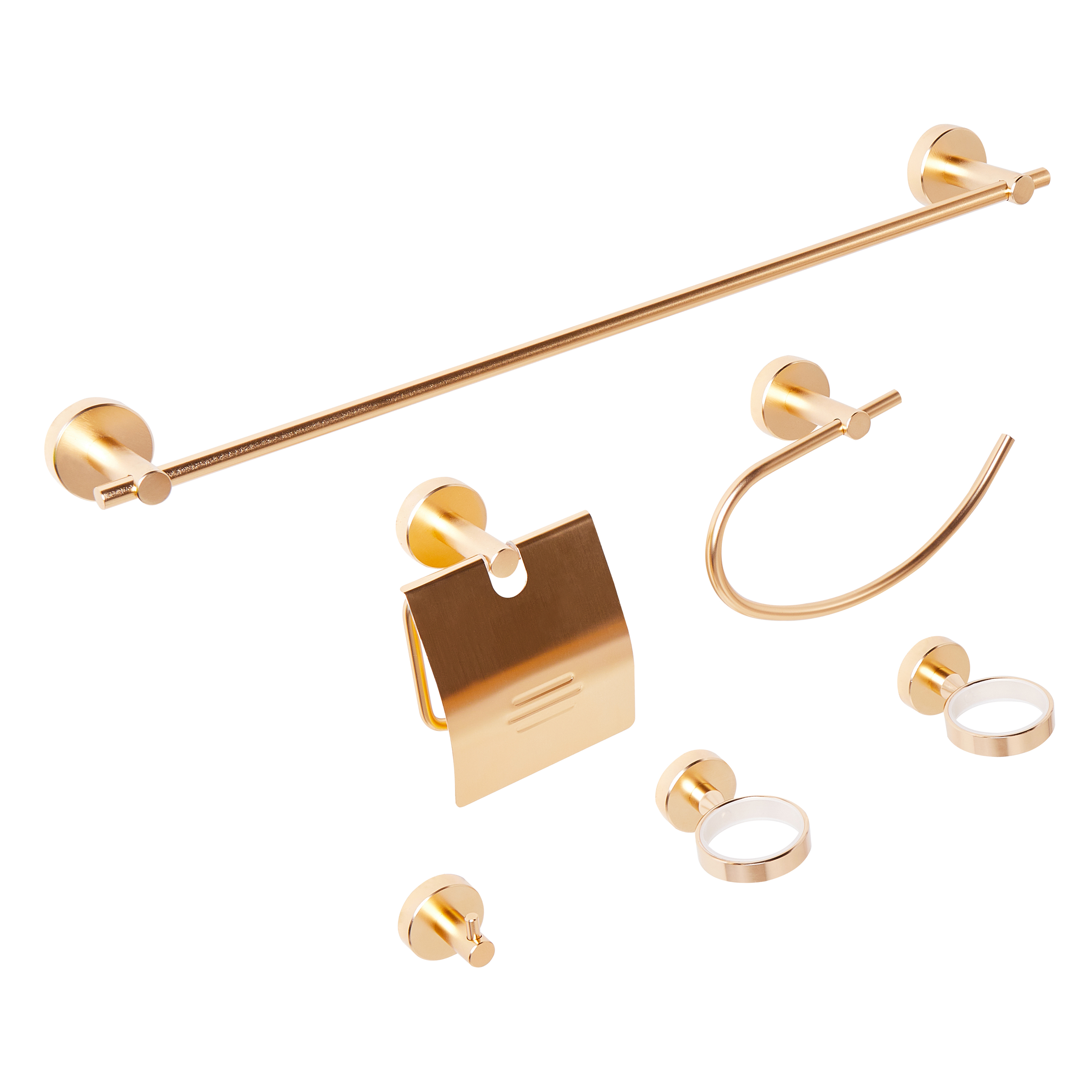 Set di 6 accessori da bagno in alluminio oro opaco con bicchiere e portasapone inclusi Accessori da bagno moderni