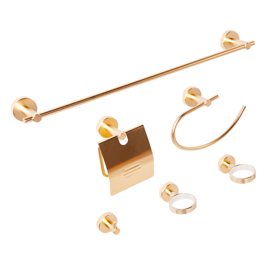 Set di 6 accessori da bagno in alluminio oro opaco con bicchiere e portasapone inclusi Accessori da bagno moderni