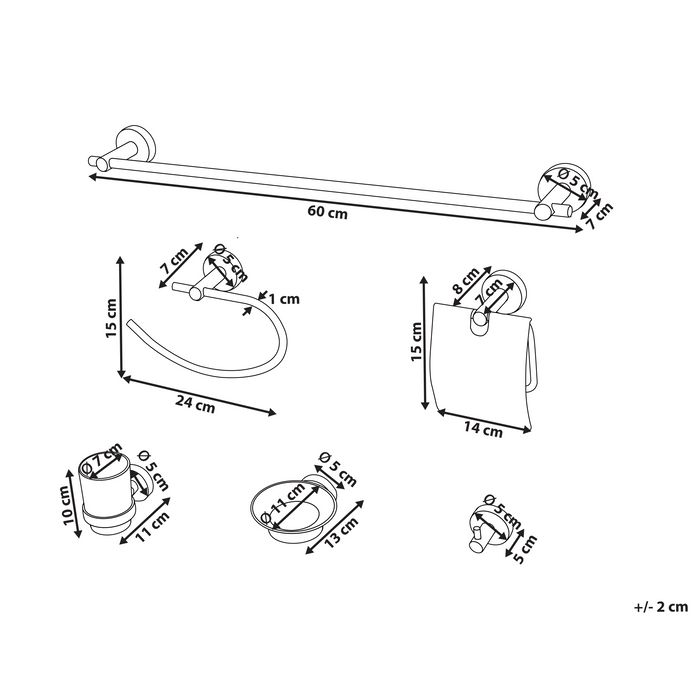 Set di 6 accessori da bagno in alluminio oro opaco con bicchiere e portasapone inclusi Accessori da bagno moderni