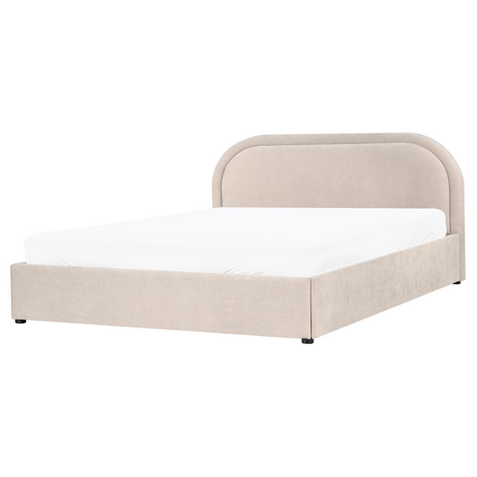 Letto matrimoniale EU Beige Tessuto 160 x 200 cm Struttura imbottita con contenitore