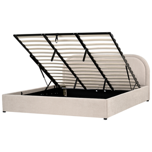 Letto matrimoniale EU Beige Tessuto 180 x 200 cm Struttura imbottita con contenitore