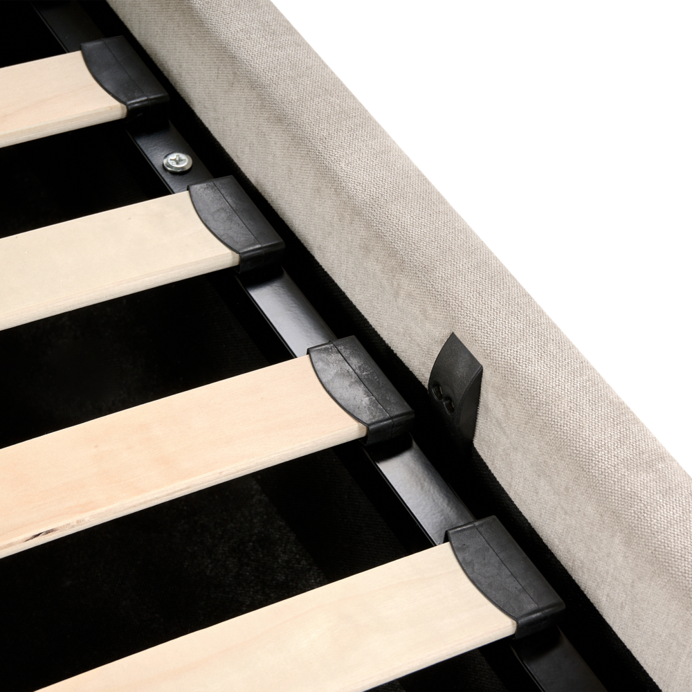 Letto matrimoniale EU Beige Tessuto 180 x 200 cm Struttura imbottita con contenitore