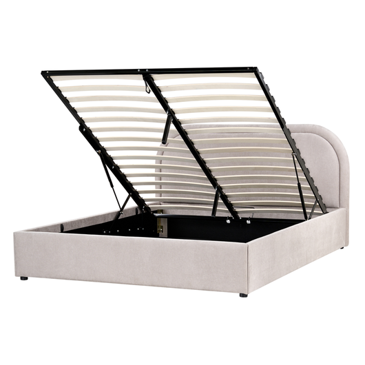 Letto matrimoniale EU Tortora Tessuto 140 x 200 cm Struttura imbottita con contenitore