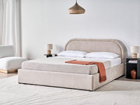 Letto matrimoniale EU Tortora Tessuto 160 x 200 cm Struttura imbottita con contenitore