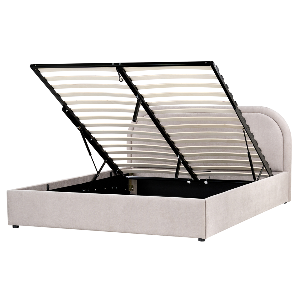 Letto matrimoniale EU Tortora Tessuto 160 x 200 cm Struttura imbottita con contenitore