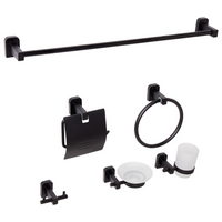 Set di 6 accessori per il bagno in alluminio nero con bicchiere e portasapone Accessori per il bagno in stile moderno Elegante