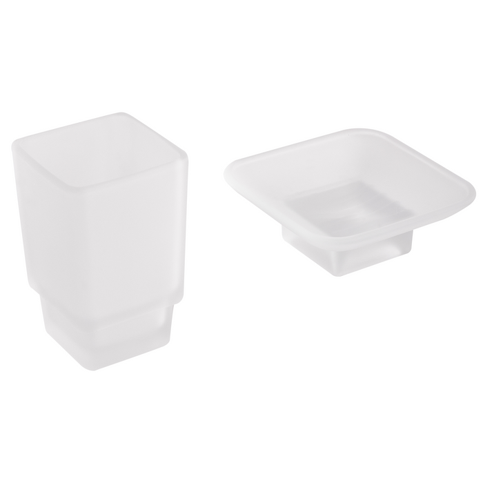 Set di 6 accessori per il bagno in alluminio argento opaco con bicchiere e portasapone inclusi Accessori per il bagno moderno classico