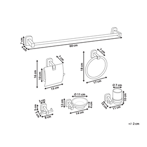 Set di 6 accessori per il bagno in alluminio argento con bicchiere e portasapone Accessori per il bagno in stile moderno Elegante