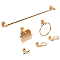 Set di 6 accessori per il bagno in alluminio oro con bicchiere e portasapone Accessori per il bagno in stile moderno Elegante