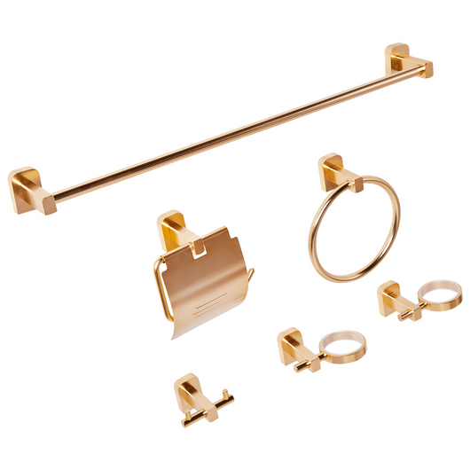 Set di 6 accessori per il bagno in alluminio oro con bicchiere e portasapone Accessori per il bagno in stile moderno Elegante