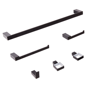 Set di 6 Accessori da bagno in alluminio nero con bicchiere e portasapone minimalisti