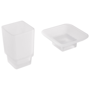 Set di 6 Accessori da bagno in alluminio nero con bicchiere e portasapone minimalisti