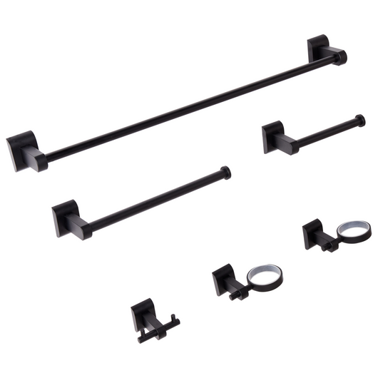 Set di 6 accessori per il bagno in alluminio nero con bicchiere e portasapone inclusi Accessori per il bagno in stile moderno chic