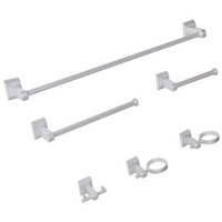 Set di 6 accessori per il bagno in alluminio argento con bicchiere e portasapone inclusi Accessori per il bagno in stile moderno chic