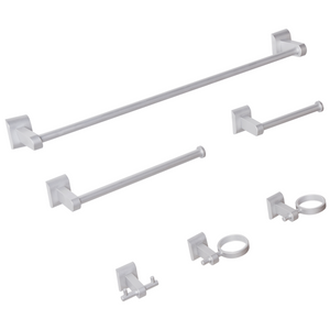 Set di 6 accessori per il bagno in alluminio argento con bicchiere e portasapone inclusi Accessori per il bagno in stile moderno chic