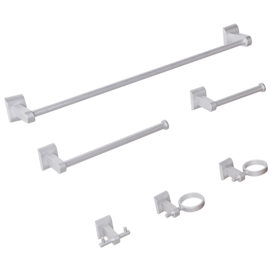 Set di 6 accessori per il bagno in alluminio argento con bicchiere e portasapone inclusi Accessori per il bagno in stile moderno chic