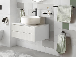 Set di 6 accessori per il bagno in alluminio nero con bicchiere e portasapone inclusi Accessori per il bagno in stile moderno