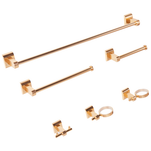 Set di 6 accessori per il bagno in alluminio oro con bicchiere e portasapone inclusi Accessori per il bagno in stile moderno chic