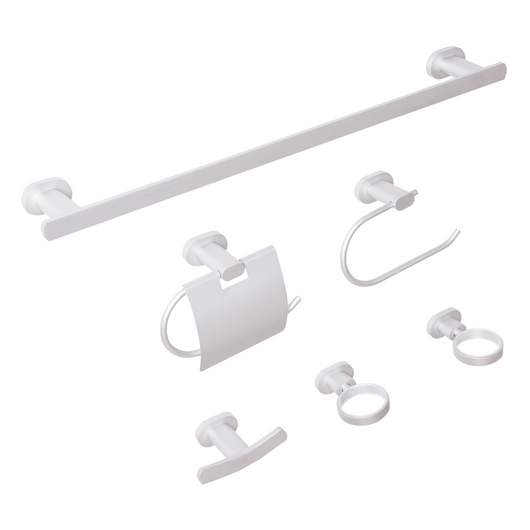 Set di 6 accessori per il bagno in alluminio argento con bicchiere e portasapone inclusi Accessori per il bagno in stile moderno