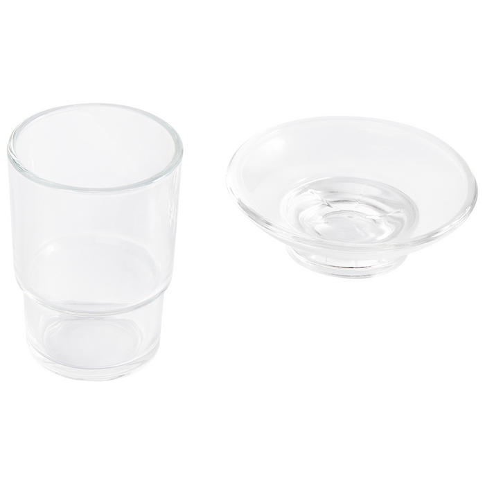 Set di 6 accessori per il bagno in alluminio argento con bicchiere e portasapone inclusi Accessori per il bagno in stile moderno