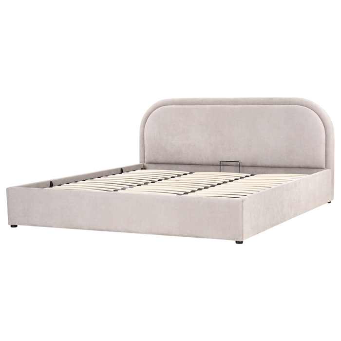 Letto matrimoniale EU Tortora Tessuto 180 x 200 cm Struttura imbottita con contenitore