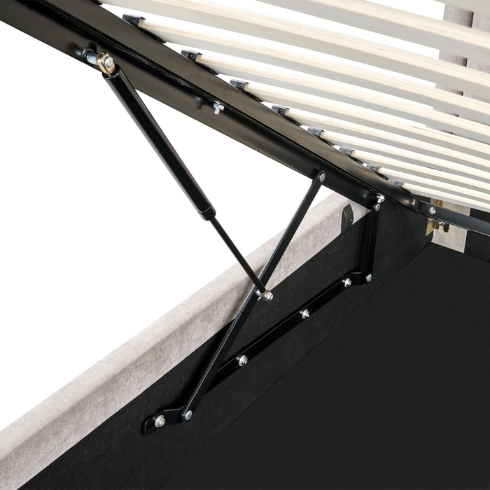 Letto matrimoniale EU Tortora Tessuto 180 x 200 cm Struttura imbottita con contenitore