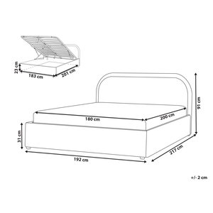 Letto matrimoniale EU Tortora Tessuto 180 x 200 cm Struttura imbottita con contenitore
