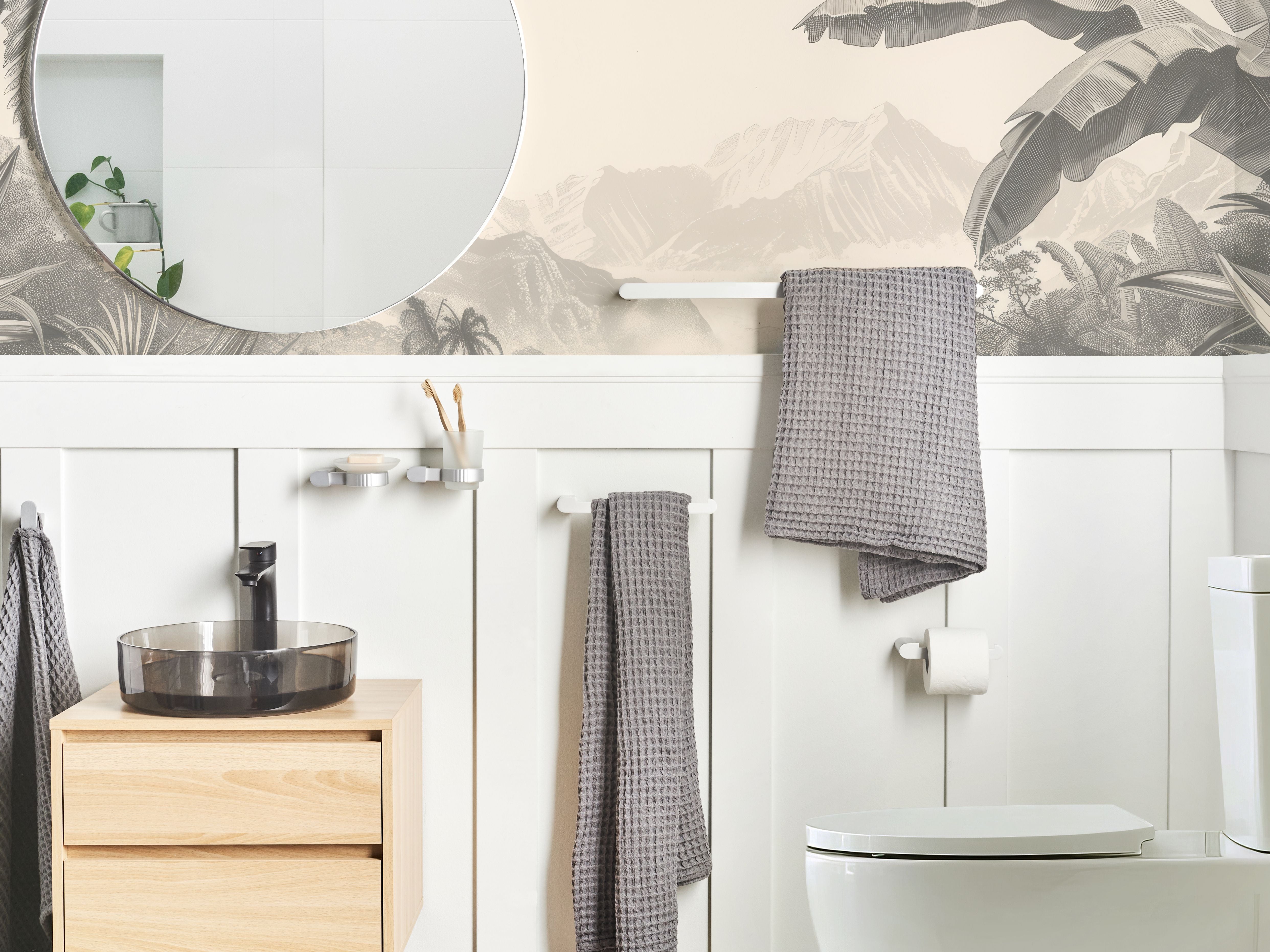 Set di 6 accessori da bagno in alluminio argento con bicchiere e portasapone inclusi Accessori da bagno minimalisti chic