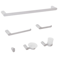 Set di 6 accessori da bagno in alluminio argento con bicchiere e portasapone inclusi Accessori da bagno minimalisti chic